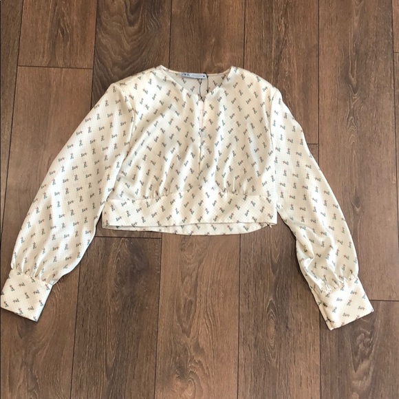 NWT Zara Shoulder Pad Print Top Size L - Picture 6 of 11